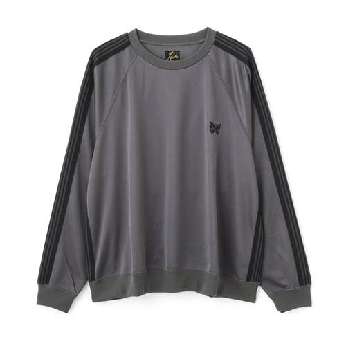 NEEDLES×BEAVER/ニードルズ×ビーバー/別注Track Crew Neck Shirt - Poly Smooth -CHARCOAL- 26FW トラッククルーネックシャツ