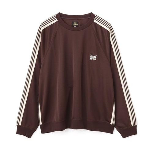 NEEDLES×BEAVER/ニードルズ×ビーバー/別注Track Crew Neck Shirt - Poly Smooth -BROWN- 26FW トラッククルーネックシャツ