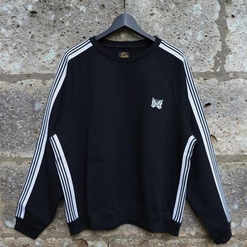 Needles×BEAVER/ニードルズ×ビーバー　別注Track Crew - Cotton Jersey -BLACK- トラッククルー -スウェット