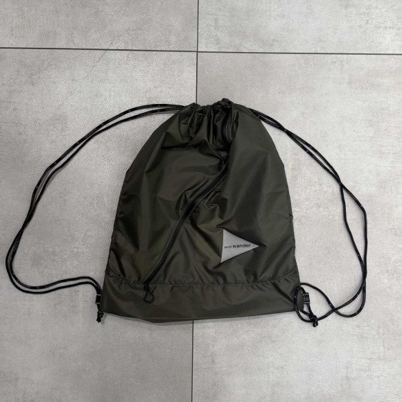 and wander/アンドワンダー/crispy rip drawstrung bag ドローストリングバッグ