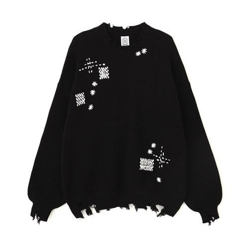 B omnivore/ビーオムニボー/HAND STITCH CREWNECK KNIT ハンドステッチクルーネックニット