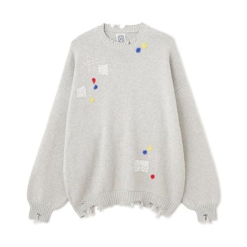 B omnivore/ビーオムニボー/HAND STITCH CREWNECK KNIT ハンドステッチクルーネックニット