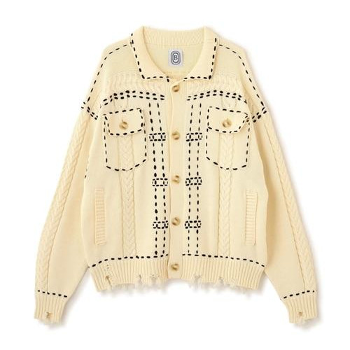 B omnivore/ビーオムニボー/HANDSTITCH CABLE KNIT JKT ハンドステッチケーブルニットジャケット