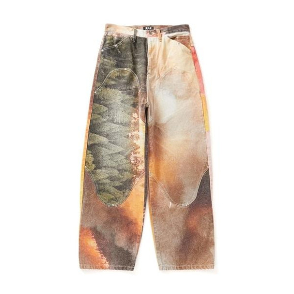 SALE40%off FAF/エフエーエフ(Fake As Flowers/フェイクアスフラワーズ)/NEWCOMMUNE Baggy Denim Pants -Forest- バギーデニムパンツ