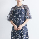 フローラル刺繍シアードレス