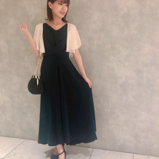 2wayウエストクロスサテンドレス
