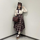 red×brownガーリーコーデ♡