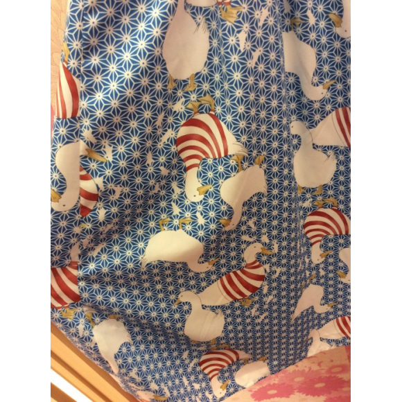 ふりふ浴衣あひるのお散歩（グレー ）
