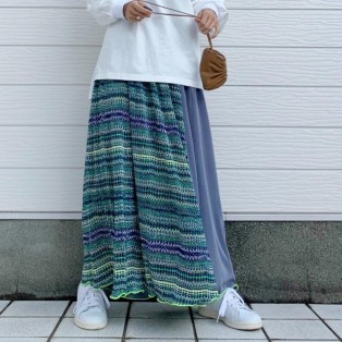 【新作10%OFF】バイカラージオメマイクロプリーツスカート