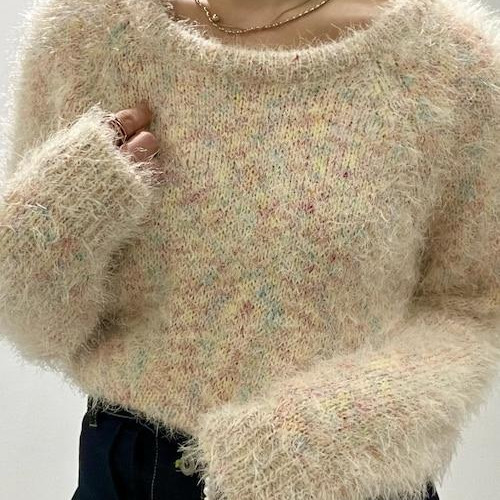 Soft knit x denim skirt...