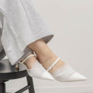 シアーギャザーミュールパンプス