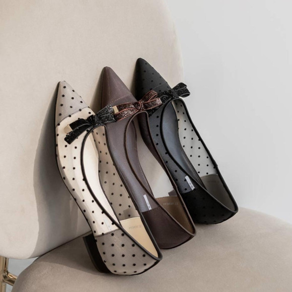 新作！フラットリボンチュールパンプス