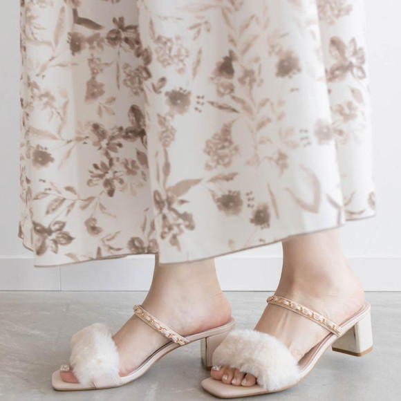 RANDA【2WAY ファーベルトミュールサンダル】