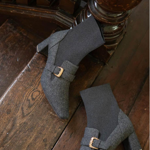 RANDA【キルティングバックルニットドッキングブーツ】