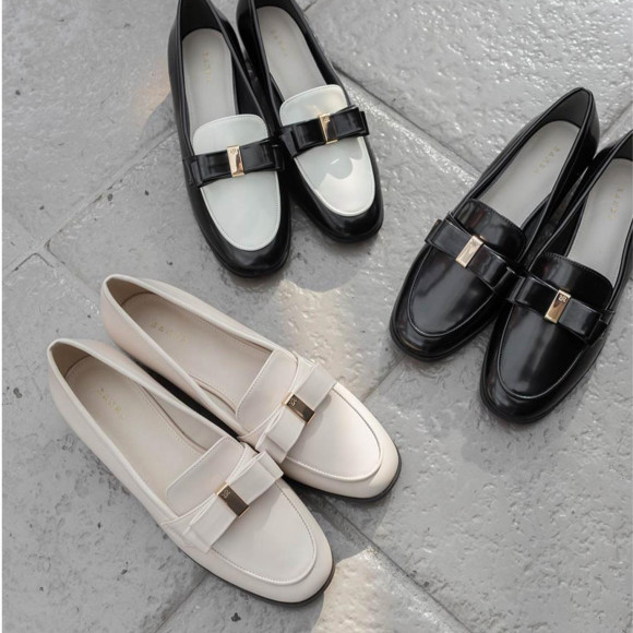 【RANDA】晴雨兼用 クラシックリボンローファー 