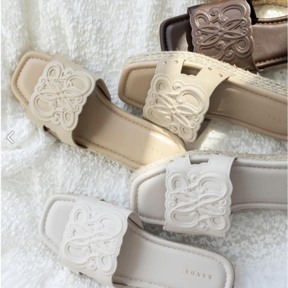 【RANDA】エンボスモノグラムジュートサンダル