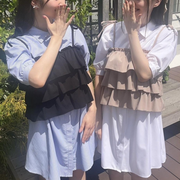 ミニ丈のふんわりシルエットがトレンドライクなワンピース♡