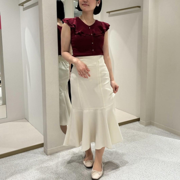 ちゅるんとしたクリアボタンが可愛いサマーニット❤︎