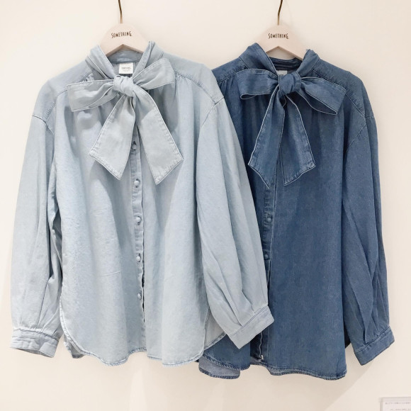 ♡BOWTIE DENIM BLOUSE