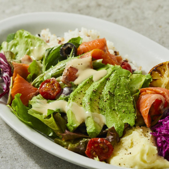 How about salad rice with avocado and smoked salmon?