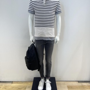 【MENS】プレイスストライプポロシャツ 