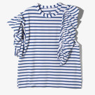 RHODOLIRION/ロドリリオン Swallow Asymmetric Frill Sleeve Top - Stripe