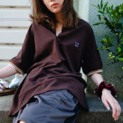 NEEDLES×BEAVER/ニードルズ×ビーバー/別注SHAWL COLLAR S/S POLO - COTTON PIQUE -BROWN- ポロシャツ