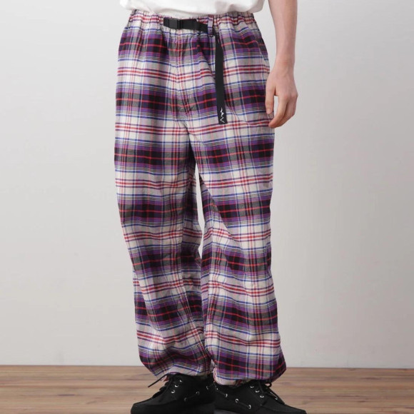 [ MANASTASH/ mana stuss ] WASHED PLAID STRING PANTS