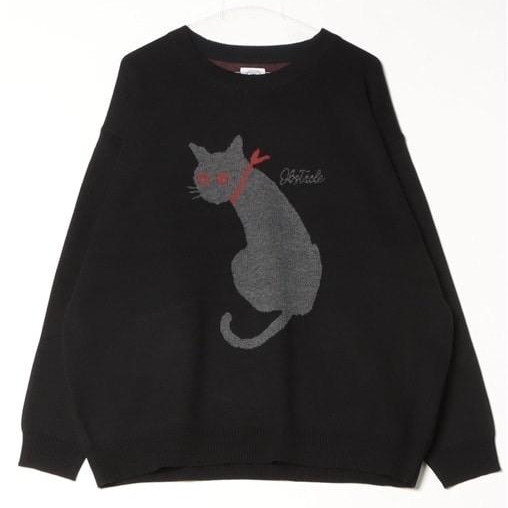 B omnivore/ビーオムニボー/CAT SWEAT CREW キャットスウェットクルー