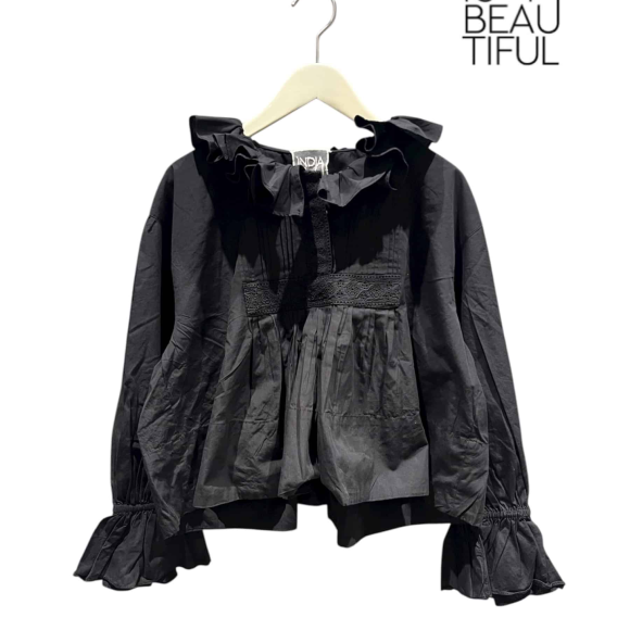 INDIA IS BEAUTIFUL/インディアイズビューティフル/レースフリルブラウス