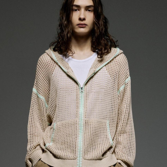 B omnivore/ビーオムニボー/HAND - STITCH MESH HOODIE メッシュフーディー