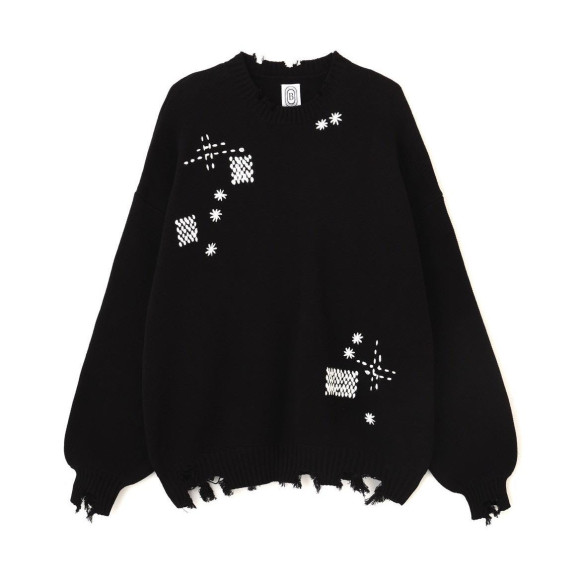 B omnivore/ビーオムニボー/HAND STITCH CREWNECK KNIT ハンドステッチクルーネックニット