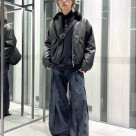 Popular leather in winter x denim stai...