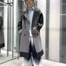 Leather switching design coat...