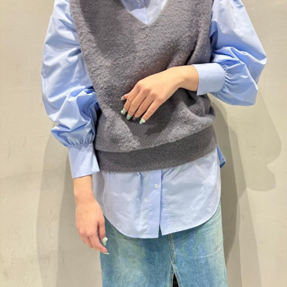 新作♡シャギーベストSETシャツ