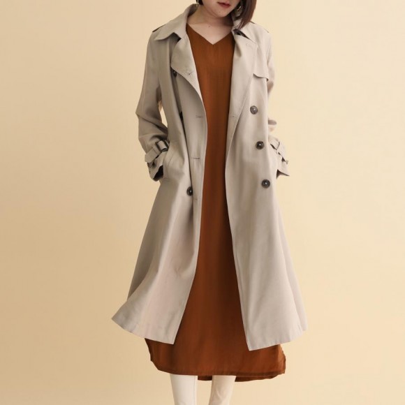 TEXT SINGLE-BREASTED DOUBLE COLLAR COAT-