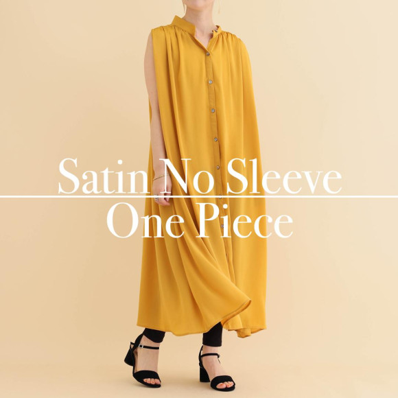 ■Vintage silk-style no slip dress■