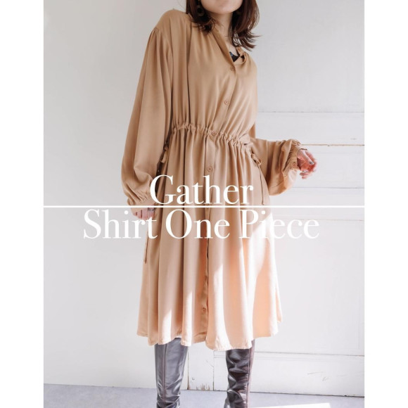 【50%オフ！】¥8800→¥4400☆サイドリボンシャツワンピース