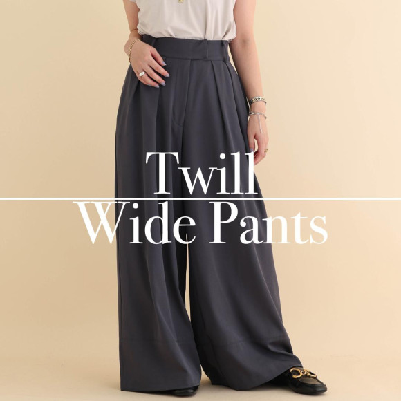 ■ツイル２タックワイドパンツ■