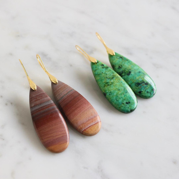 ■天然石のドロップピアス■