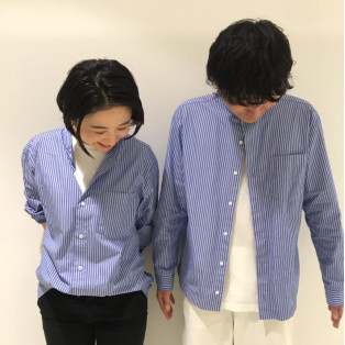 【おすすめ】新疆綿ブロード　スタンドカラーシャツ