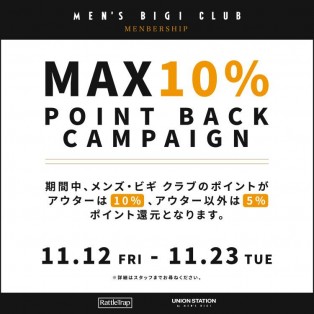 MAX10%ポイントバックキャンペーン開催!!