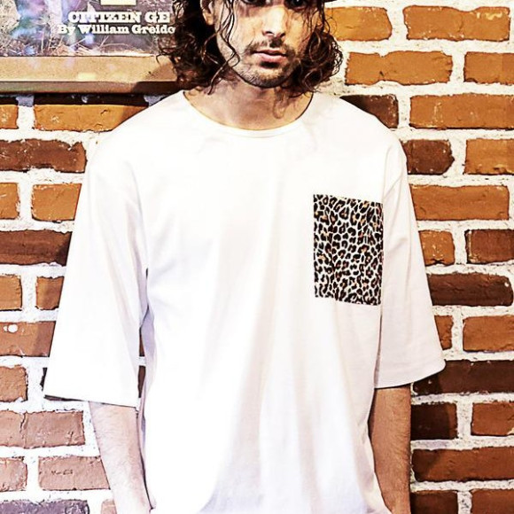 五分袖スムースTシャツ×レオパード柄