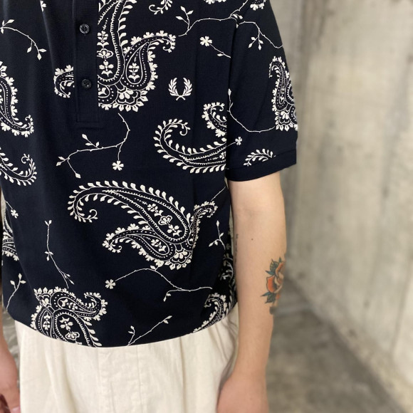 ■ Paisley Print Henley Polo Shirt ■