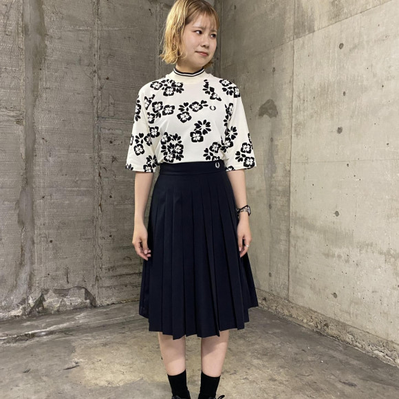 ■ Floral Print T-Shirt  ・ Pleated Skirt ■