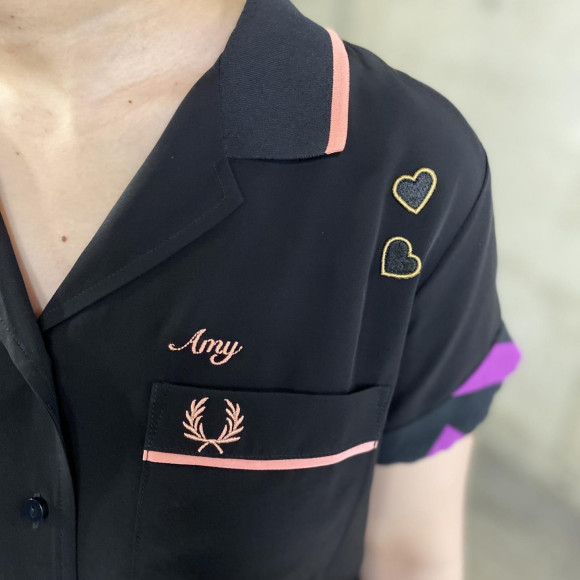 ■ Amy Winehouse Printed Trim Bowling Shirt ■