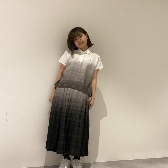 ■ Woven Polo Shirt・Tartan Print Skirt ■
