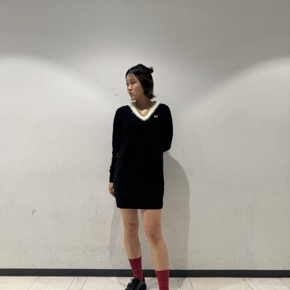 ⬛︎ Textured Trim V-Neck Jumper Dress ⬛︎