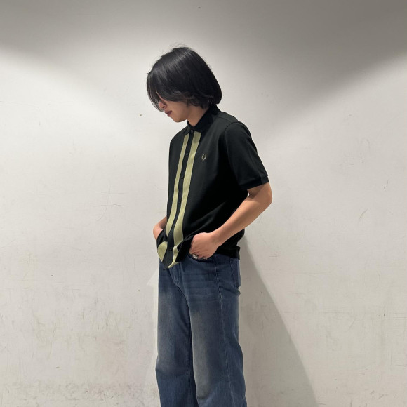 ⬛︎ Chenille Tape Button Through Polo Shirt ⬛︎