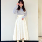 パール衿ニットプルオーバー、フラワージャガードサーキュラースカート♡